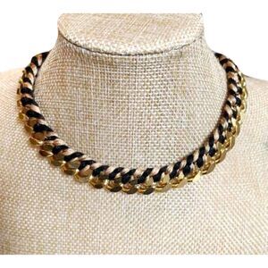 Vintage Gold Tone Choker with Black & Gold thread Necklace